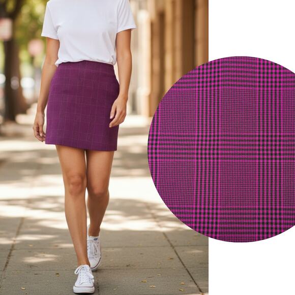 WILFRED Aritzia A-Line Plaid Mini Skirt Size 0 Purple / Black - Picture 1 of 6